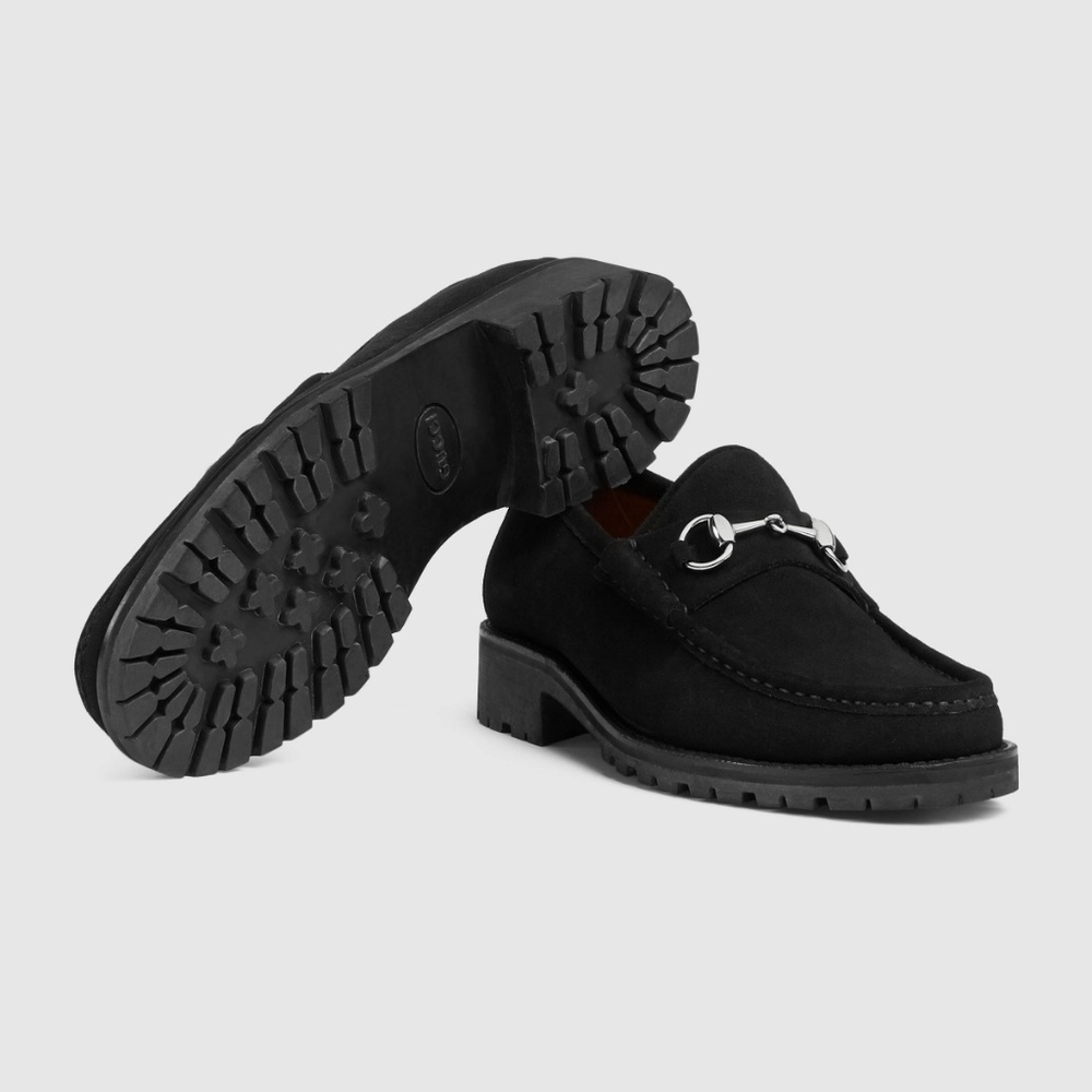 Gucci Horsebit Suede Loafers in Black - Picture 3 of 8